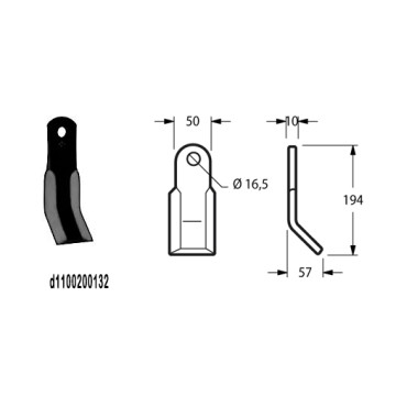 coltello a Y 50x10 per...