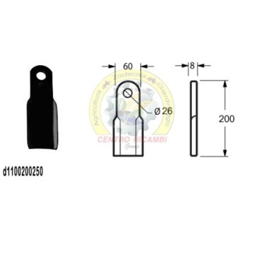 COLTELLO DIRITTO 60X8X200...